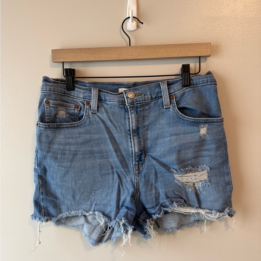 Levi's Blue Distressed Jean Shorts